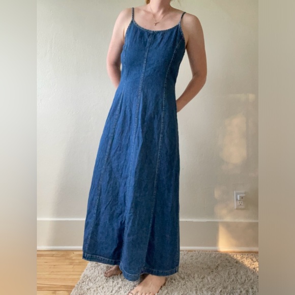 LAURA ASHLEY Maxi Denim Vintage Strappy dress - Picture 7 of 8